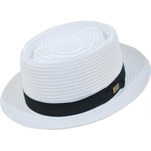Dobbs White "Oakdale" Porkpie Straw Dress Hat